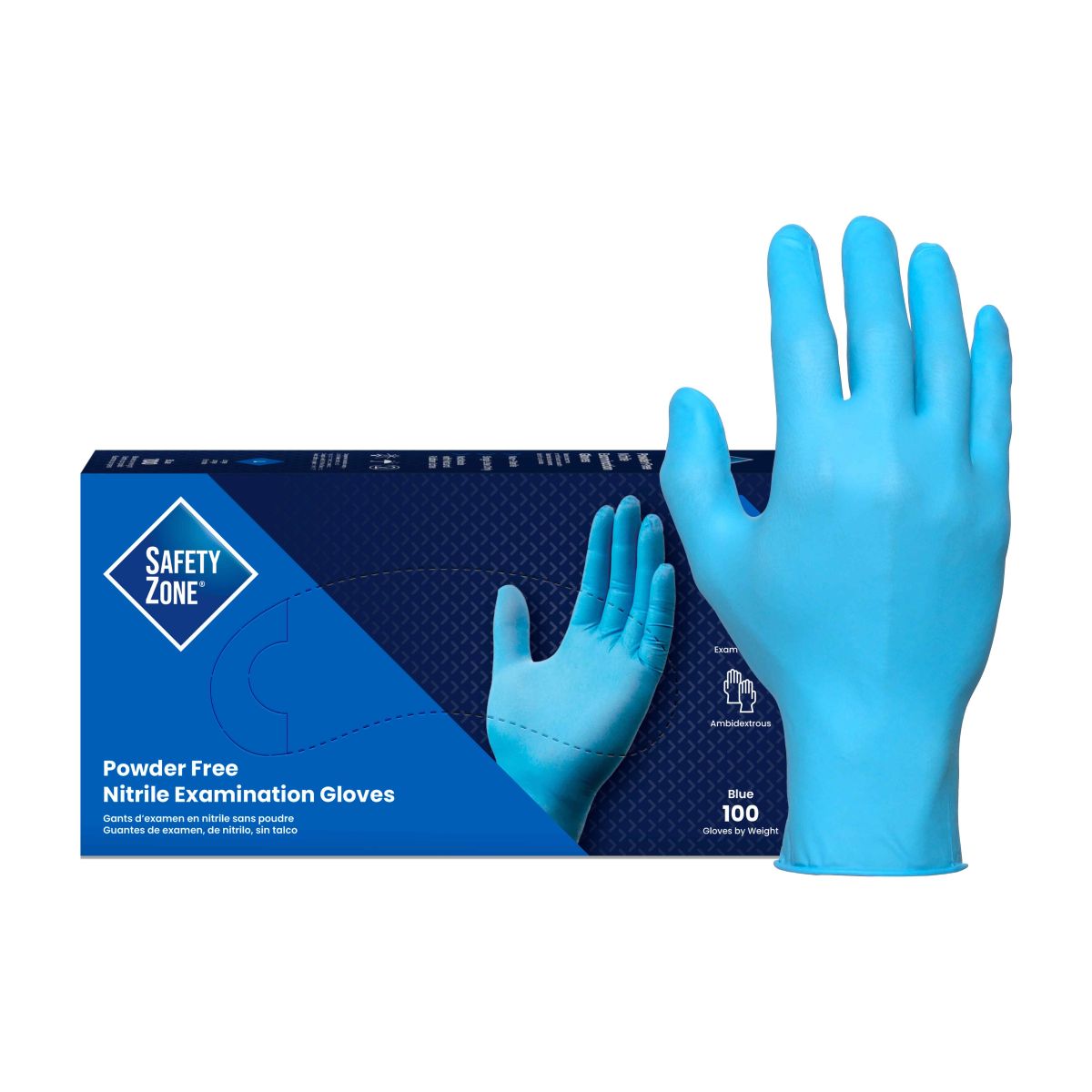 Shop Safety Zone® Nitrile Exam Powder Free Blue Mil Glove Large