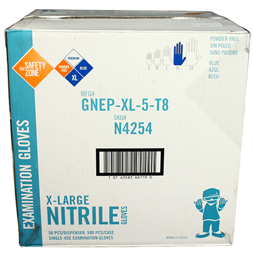 The Safety Zone Blue Nitrile Gloves, 8 Mil, Powder Free - SZ-GNEP