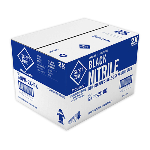 Shop Safety Zone® Nitrile Exam Powder Free Black 3.5 Mil Glove 2X