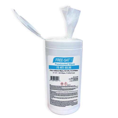 FREE-SAT® Pre-Saturated Poly-Cellulose Cleanroom Wipes, 96% IPA, 6