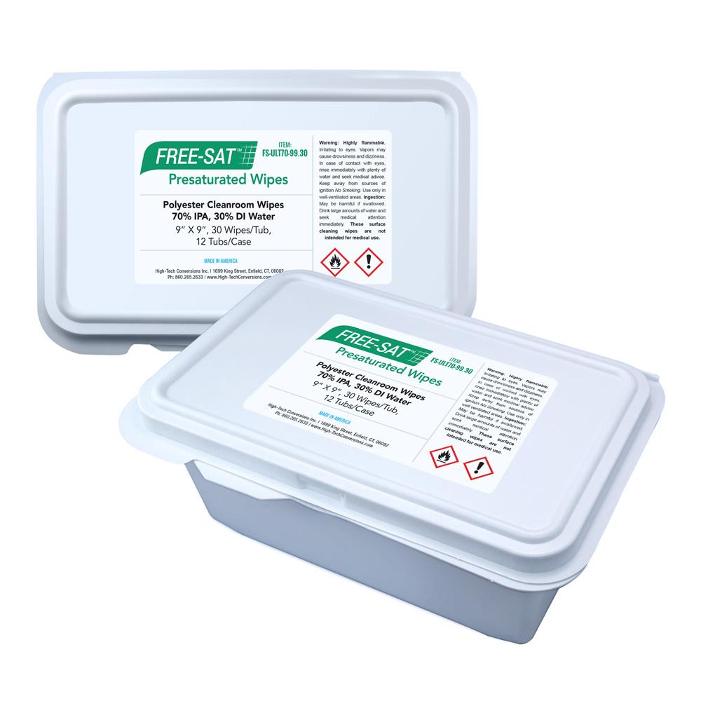FREE-SAT® ULTIMATE™ Pre-Saturated Polyester Cleanroom Wipes, 70% IPA, 9