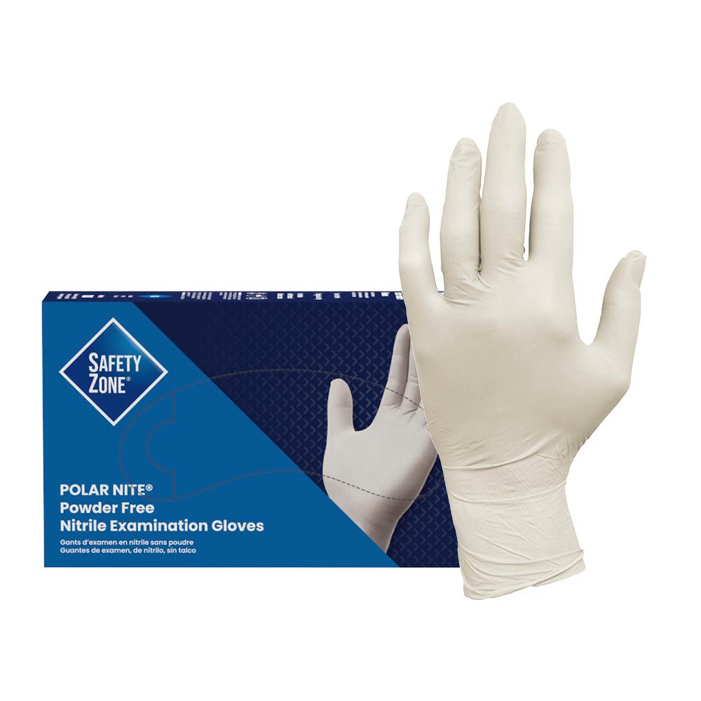 Safety Zone® Polar Nite® Nitrile Powder-Free Exam Gloves, 10x100, White, 4 mil - XS GL N133FXS