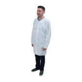 Safety Zone® ProMax® Lab Coat w/ No Pockets, Snap Front & Elastic Wrists, White, 30/cs - 2XL M1010-E_W-2X