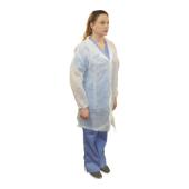 Safety Zone® PolyLite® Lab Coat w/ No Pockets, Snap Front & Elastic Wrists, White, 26 GSM, 30/cs - Medium M1710-E_W-M