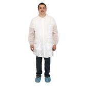 Safety Zone® PolyLite® Lab Coat w/ Pockets, Snap Front & Elastic Wrists, White, 30/cs - 2XL M1730-E_W-2X
