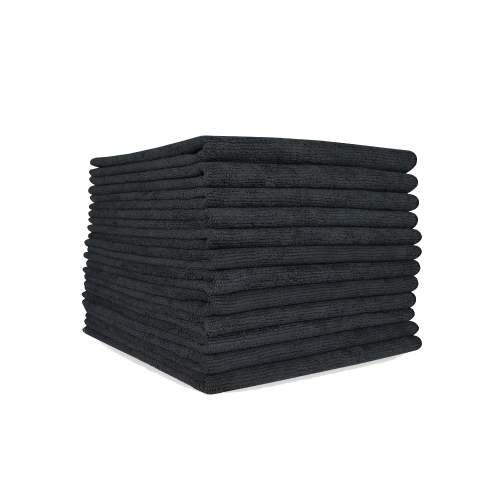 49 Gram 16x16 Microfiber Cloths 300GSM-Black 15dz/cs M915100BL