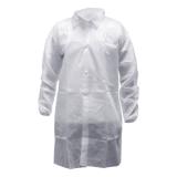 Pharma-Coat® Disposable Cleanroom Lab Coat w/ No Pockets, Snap Front & Elastic Wrists, White, 10/bg - 3 bgs/cs - Large PCOAT797 L