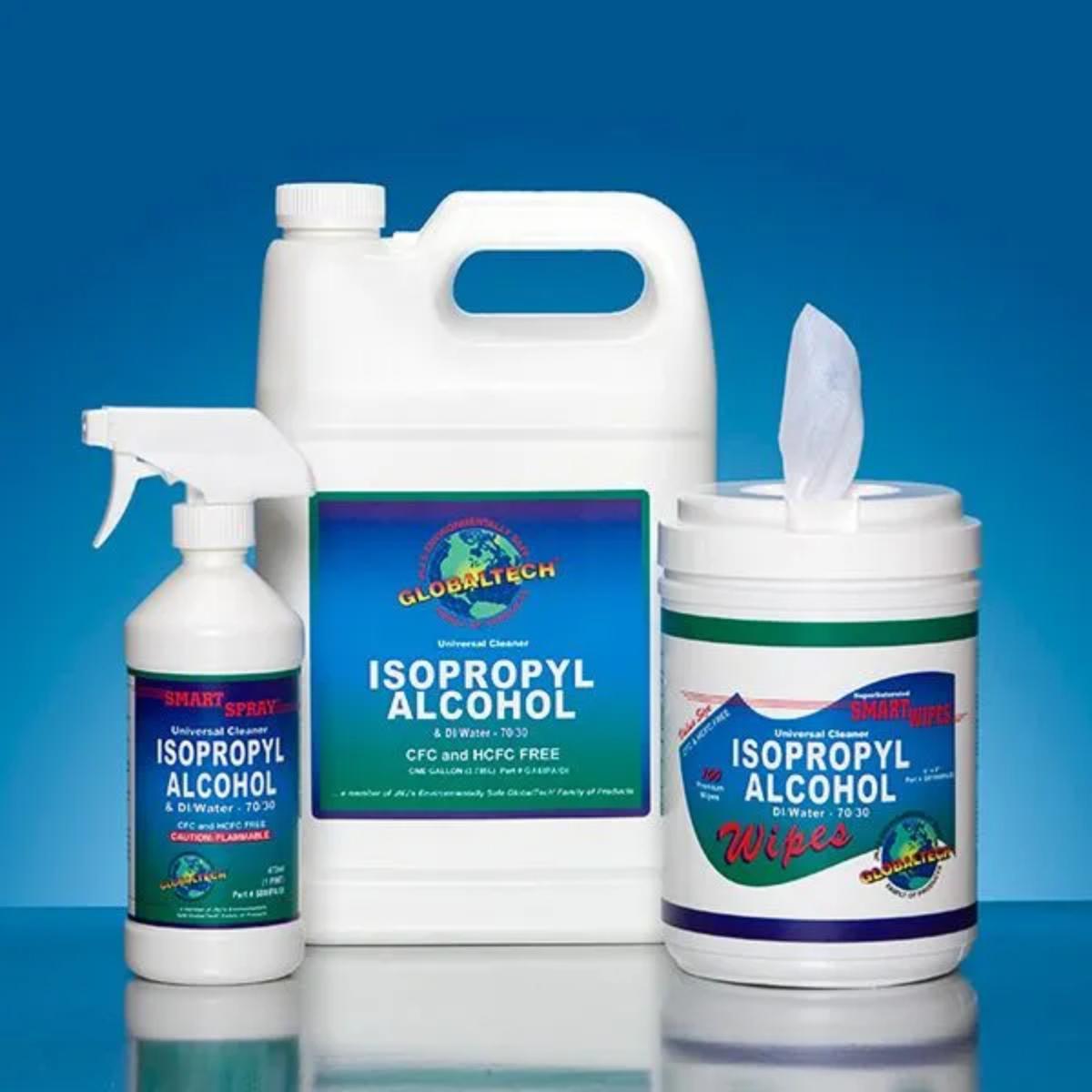 GlobalTech® 70% IPA Isopropyl Alcohol/30% DI Water - 6x1 Pint Spray Bottles SB6IPA DI