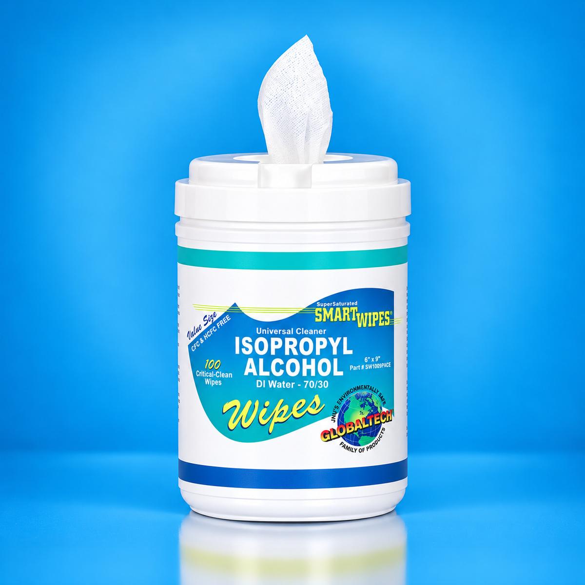 GlobalTech® SmartWipes® 70% IPA/30% DI Water Critical-Clean Poly-Cellulose Wipes, 6