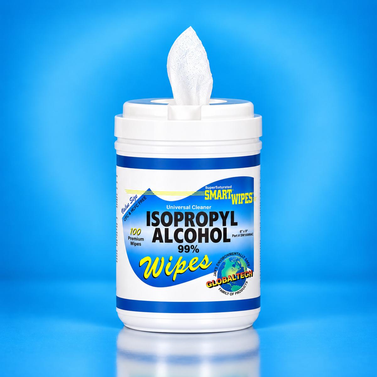 GlobalTech® SmartWipes® 99% Isopropyl Alcohol Poly-Cellulose Wipes, 6