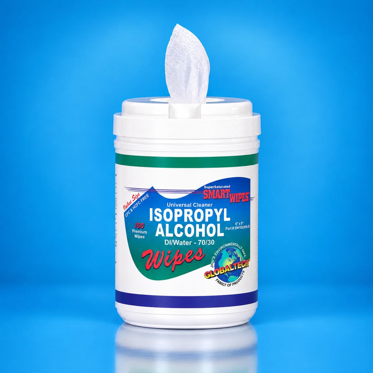 GlobalTech® SmartWipes® 70% IPA/30% DI Water Electronics Polyester Wipes, 6