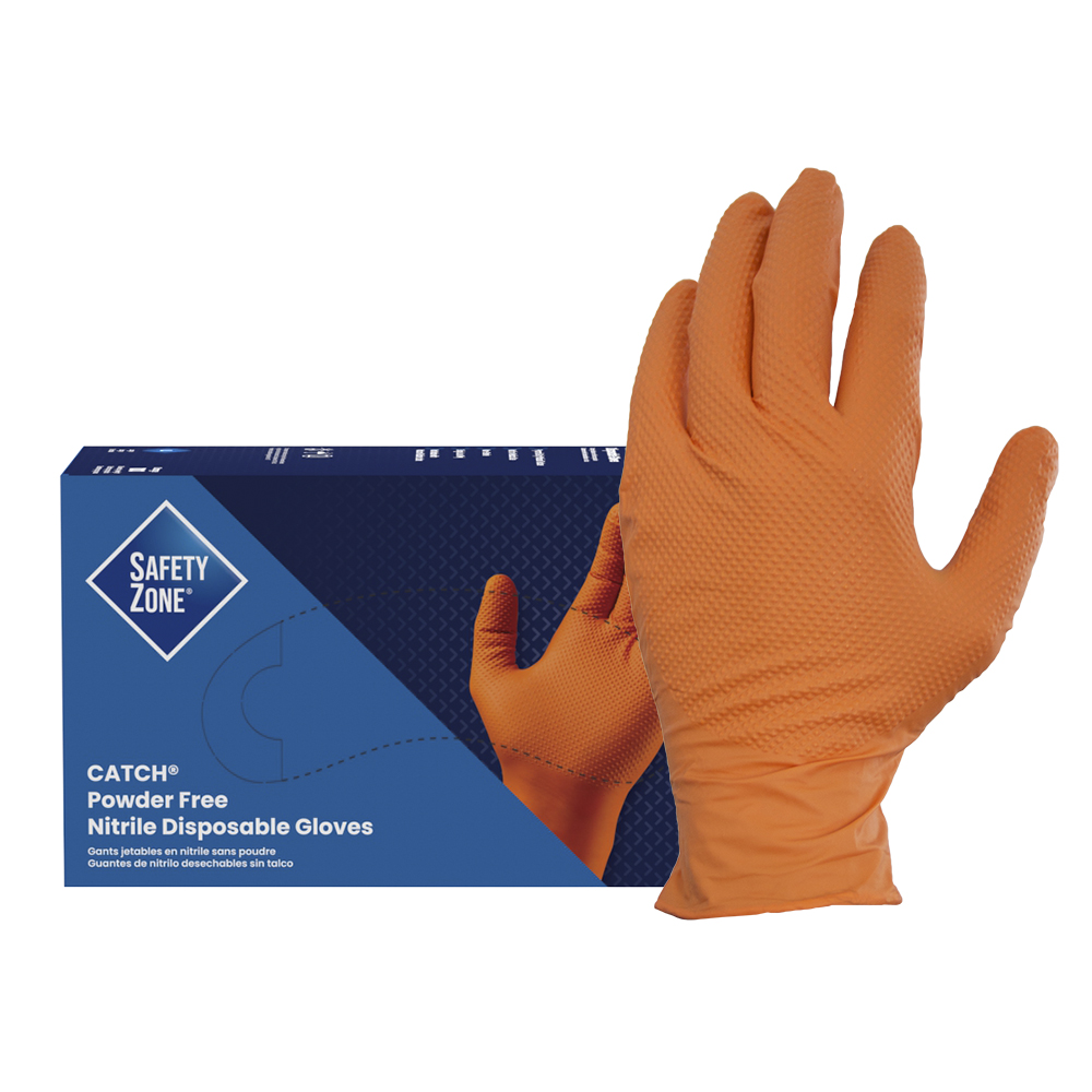 Shop Catch® Nitrile Powder Free Orange Gloves Textured Medium 100