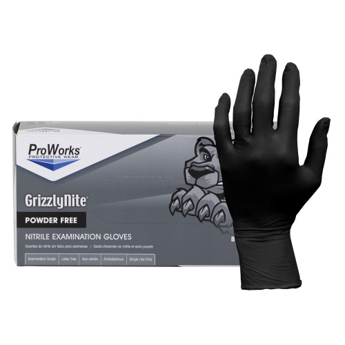 Shop ProWorks® GrizzlyNite® Nitrile Exam Powder Free Black 5.5 Mil