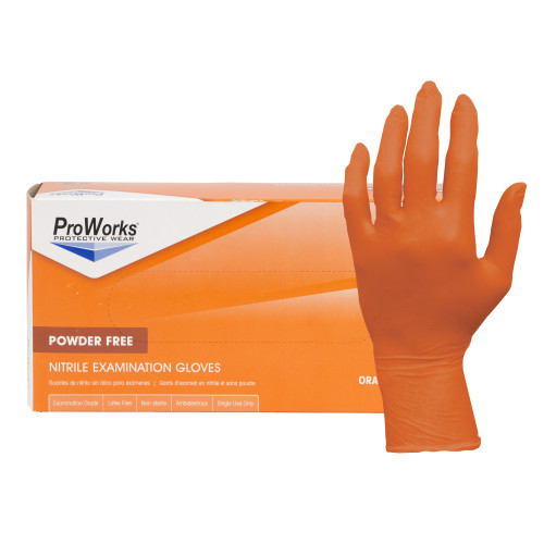 Safety Zone® Nitrile Exam Gloves, Powder-Free, 10x100, Orange, 5 mil - XL