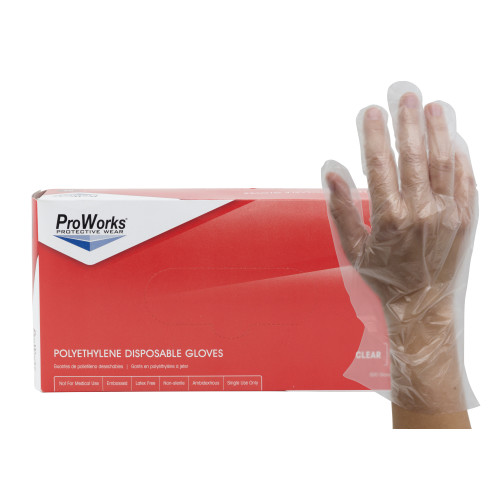 Polyethylene Gloves, Powder-Free, Embossed Grip, 20x500, Clear, 0.5 mil — S — product image
