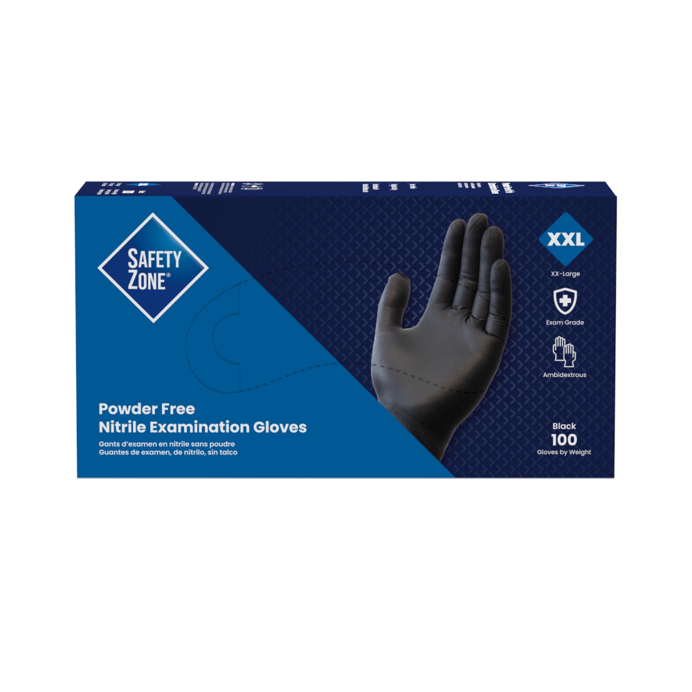 Shop Safety Zone® Nitrile Exam Powder Free Black 5.5 Mil Glove 2X