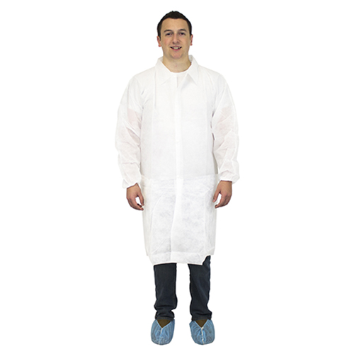 The Safety Zone Polypropylene Lab Coat, 40g, No Pockets - 2XL