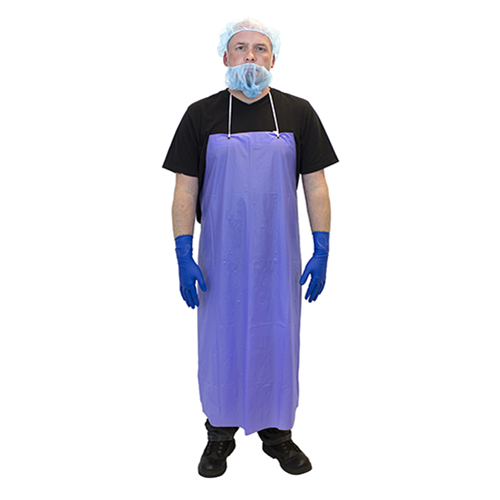 Safety Zone® ProGuard® Vinyl Aprons w/ String Ties, Raw Edge, Blue