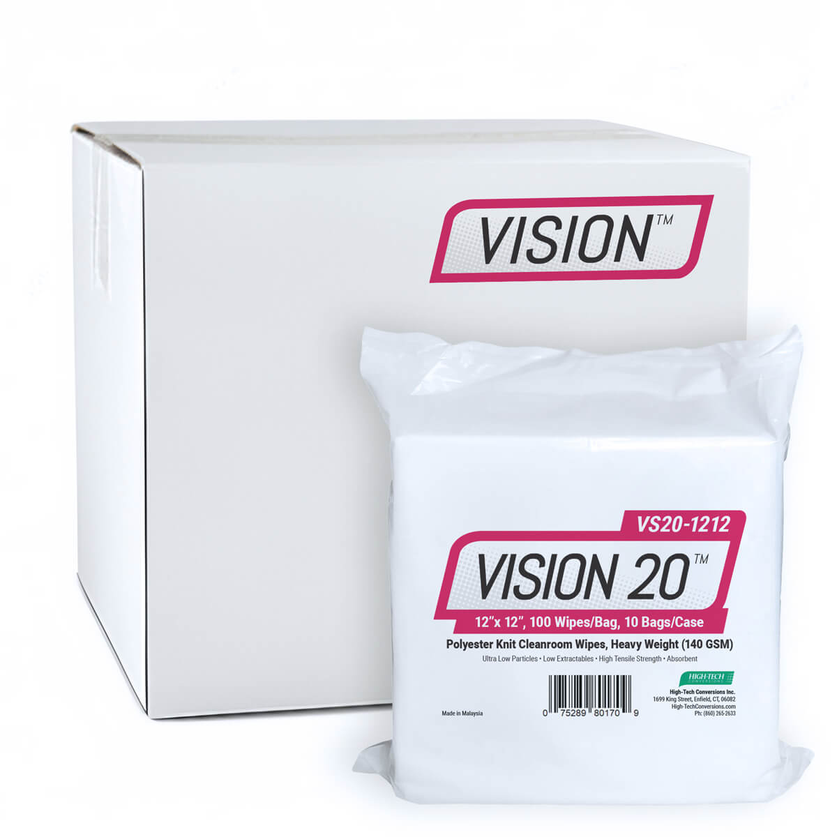 VISION 20® Non-Sterile Polyester Knit Cleanroom Wipes, Heavy-Weight ...